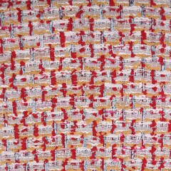 Red pink and white tweed boucle fabric texture - obrazy, fototapety, plakaty