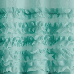 Seafoam green curtain fabric texture with ruffles