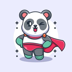 Cute panda super hero cartoon