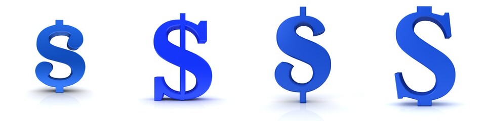 Dollar symbol $ sign blue icon 3d