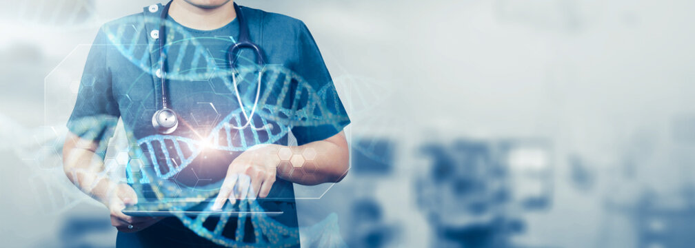 Medical and healthcare,Male doctor or medical students or surgeon,anesthesiologists using digital tablet during the conference,Health Check with digital system support for patient,background banner