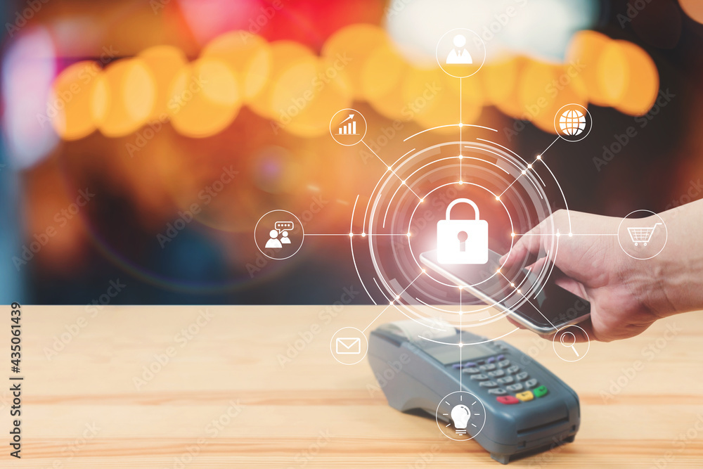 Aufkleber wireless smart payment using mobile smartphone scanning system sensor on payment terminal quick acce