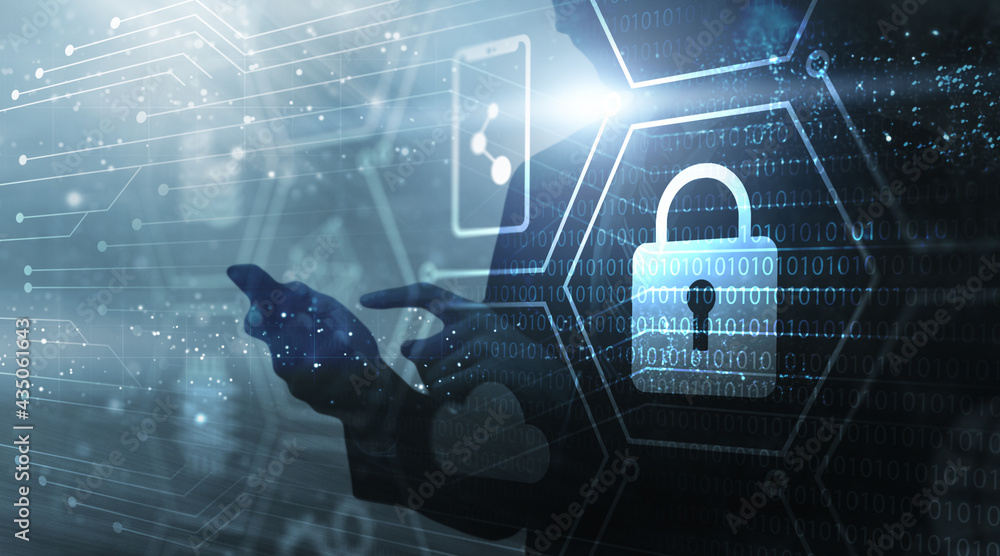 Poster internet security data protection communication computer system security people information protecti