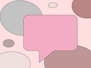 Pink dialog box on a background of circles of different sizes. Banner