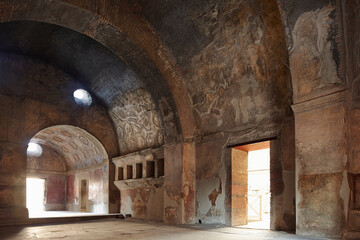 Italy, Pompeii stabian baths, one of a major archaeological site in the world, nobody, landmark 
