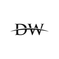 Initial letter DW, overlapping movement swoosh horizon, logo design inspiration company