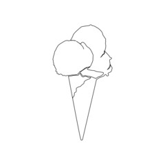 Continuous line drawing. Ice cream. Black isolated on white background. Hand drawn vector illustration.
