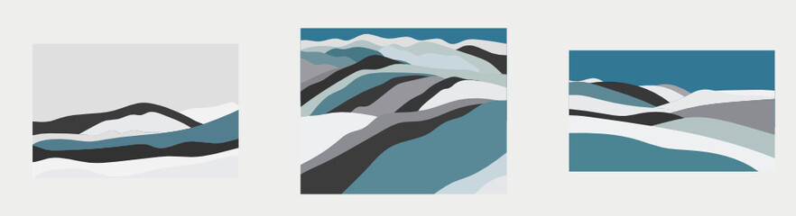 landscape mountain winter night vector background