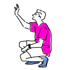 おしゃれな男性の全身線画イラスト