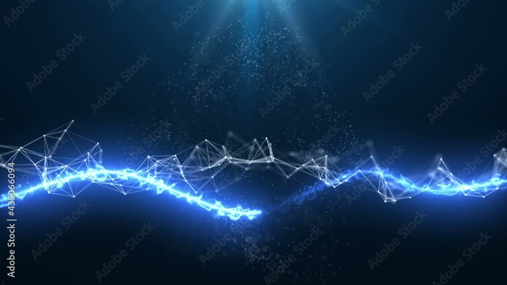 Poster blue abstract technology motion background. lines and dots fantasy in elegant fluid motion. depth of