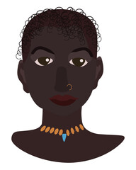 vector african girl, hand-drawn fictional image , black man, blank for a leaflet, international holiday, flat style illustration