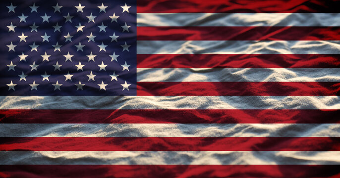 USA flag in the fabric textile textured background