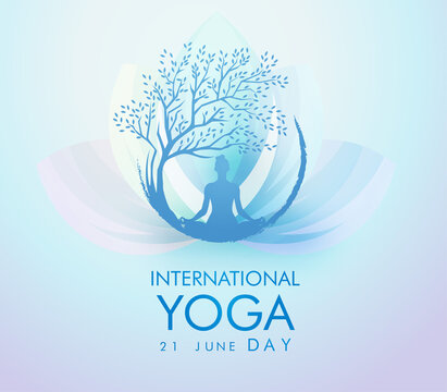 International Yoga day 21 june web banner EPS10 vector.Meditation