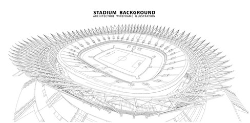 3D wireframe of stadium or sport arena. vector