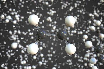 Ethene molecule, conceptual molecular model. Chemical 3d rendering