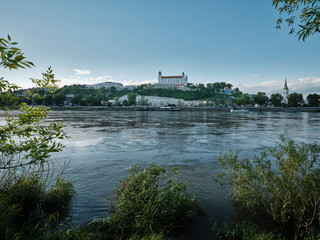 Obraz premium Bratislava castle and Danube river, Slovakia