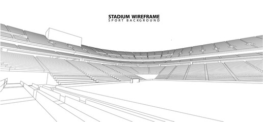 3D wireframe of stadium or sport arena. vector © Aomarch
