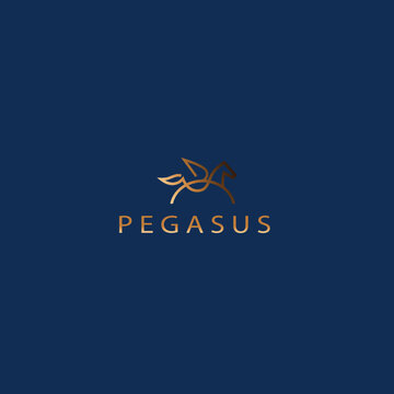 Pegasus logo vector. Golden Pegas logotype. Download it now