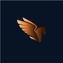Pegasus golden logo design. Pegas gold effect printable. Download it now