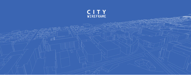 3d wireframe of building. sketch design.Vector