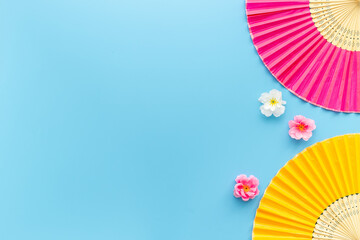 Japanese style hand fan made of bamboo and paper