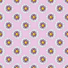 Fototapeta na wymiar Vector seamless pattern with hand drawn gazania flowers. Can be used for greeting cards, flyers, invitations, web design, etc