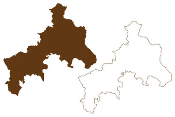 Fototapeta premium Altenkirchen district (Federal Republic of Germany, State of Rhineland-Palatinate) map vector illustration, scribble sketch Westerwald map