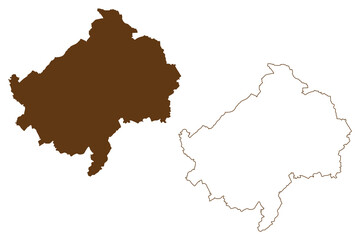 Bad Kreuznach district (Federal Republic of Germany, State of Rhineland-Palatinate) map vector illustration, scribble sketch Bad Kreuznach map