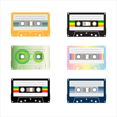 retro cassettes icon group design, Music vintage tape and audio theme Vector illustration