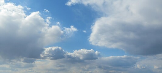 Panoramic view with blue sky and clouds