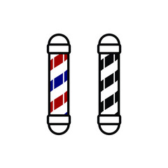 set of barber pole black and white or colorful logo design vector