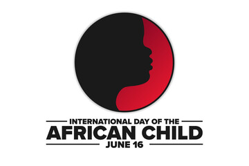 International Day of the African Child. June 16. Holiday concept. Template for background, banner, card, poster with text inscription. Vector EPS10 illustration.
