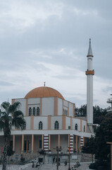 Fototapeta na wymiar Albania, Durres September 2 2019: Great Mosque of Durres (or Grand Mosque of Durres, Fatih Mosque) in Durres town,