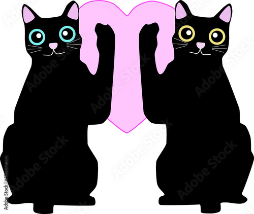 ハートを挟む2匹の猫のイラスト素材 Wall Mural Wallpaper Murals Lgnelbd3uylm ハートを挟む2匹の猫のイラスト素材 Wall Mural Wallpaper Murals Lgnelbd3uylm