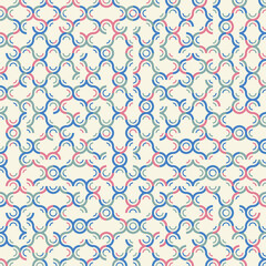 Fabric ornament vector illustration. Textile geometry circular shapes.