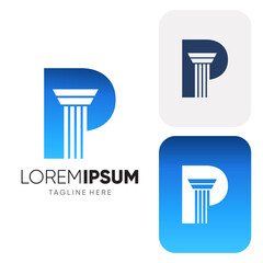 Letter P Pillar Legal Firm Law and Attorney Logo Design Vector Icon Graphic Illustration