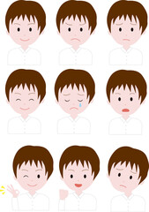 Yシャツ男性表情別イラスト