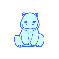 Cartoon hippo, cute character for children. Vector illustration in cartoon style for abc book, poster, postcard. Animal alphabet.