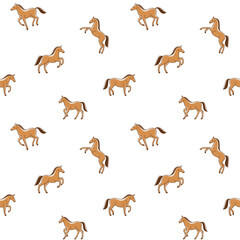 Cartoon happy horse - seamless trendy pattern with animal in various poses. Contour vector illustration for prints, clothing, packaging and postcards.