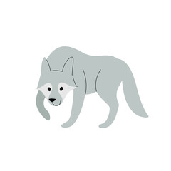 Cute wolf - cartoon animal character. Vector illustration in flat style isolated on white background.