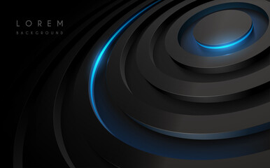 Abstract circle geometric shapes with blue light effect
