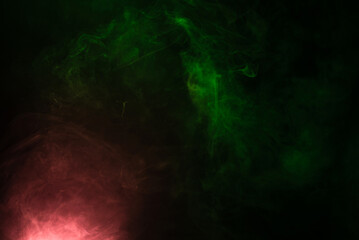 Green and pink steam on a black background.