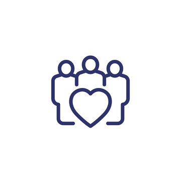 community icon on white, line vector