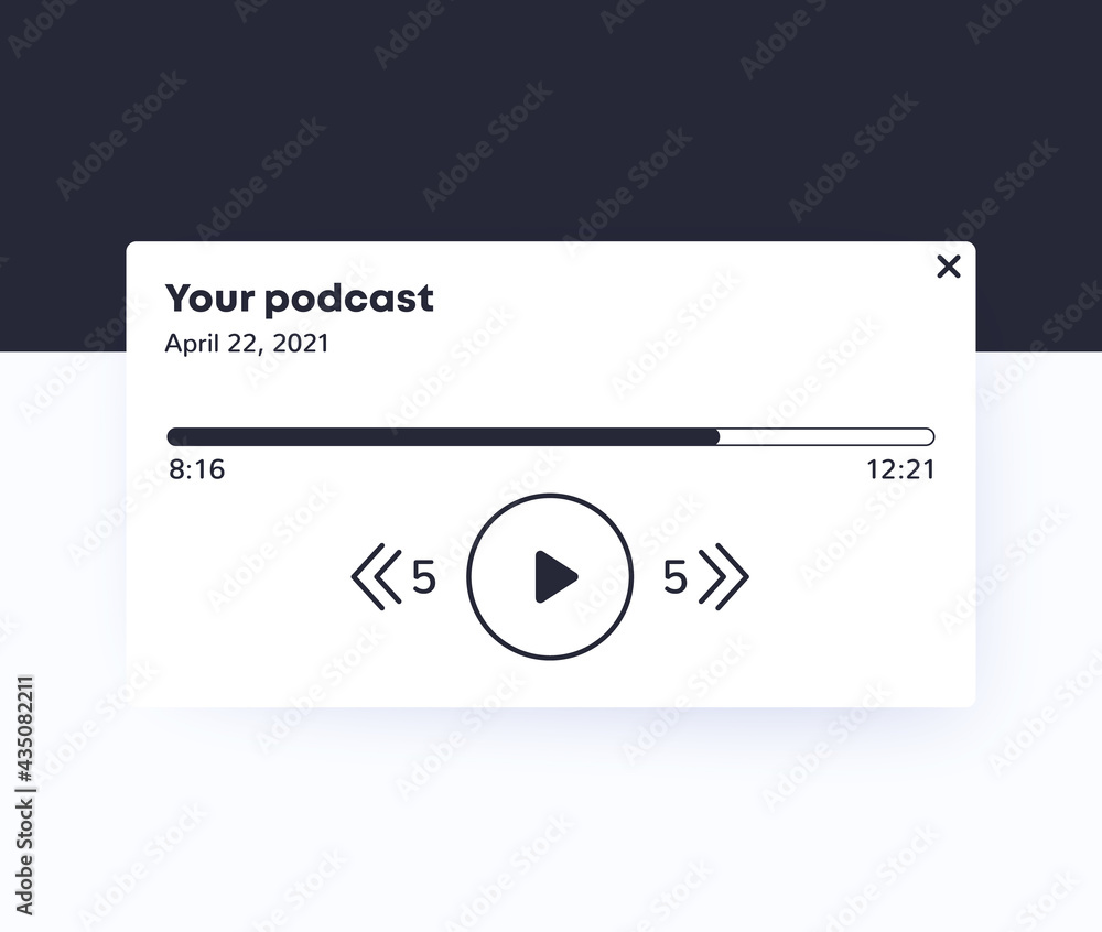 Poster podcast player interface design in minimal style