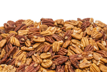 Tasty pecan-nut background. Top view.