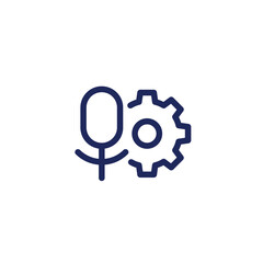 recording settings line icon, microphone and gear