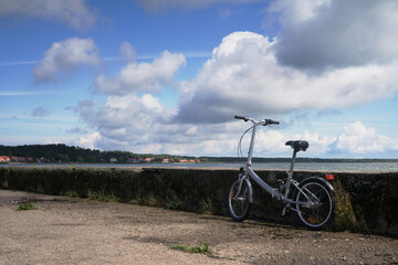bike near a water an a moody day