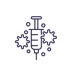 vaccine and virus line icon on white