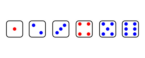 Set face cube six dot of game dice flat icon vector.