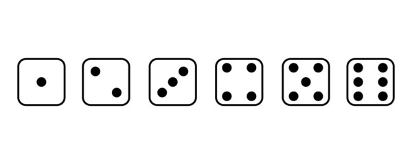 Set face cube six dot of game dice flat icon vector.